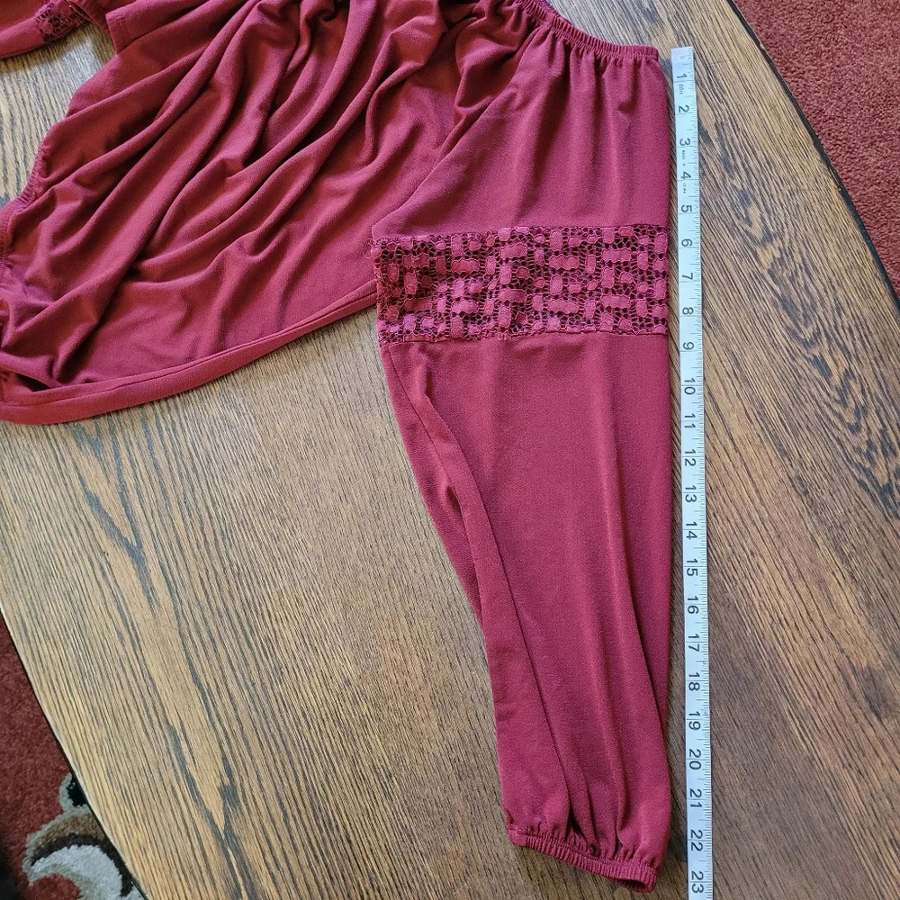 Lane Bryant Wine Colored Boho Peasant Top Size Women's 18/20 - Picture 8 of 10
